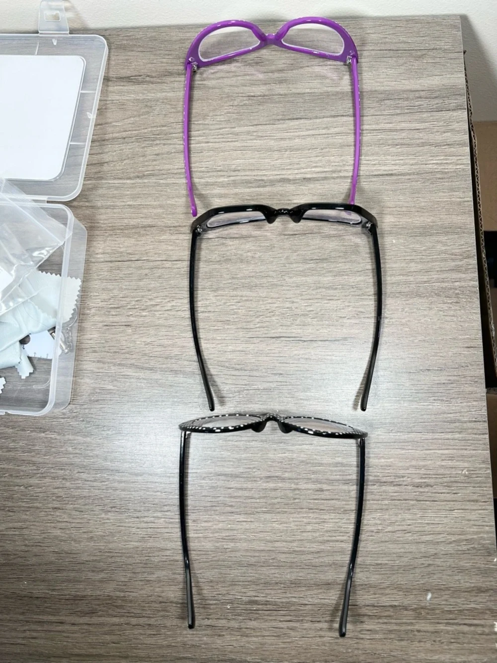 Black Polka Dot Purple Cat Eye Glasses Bundle